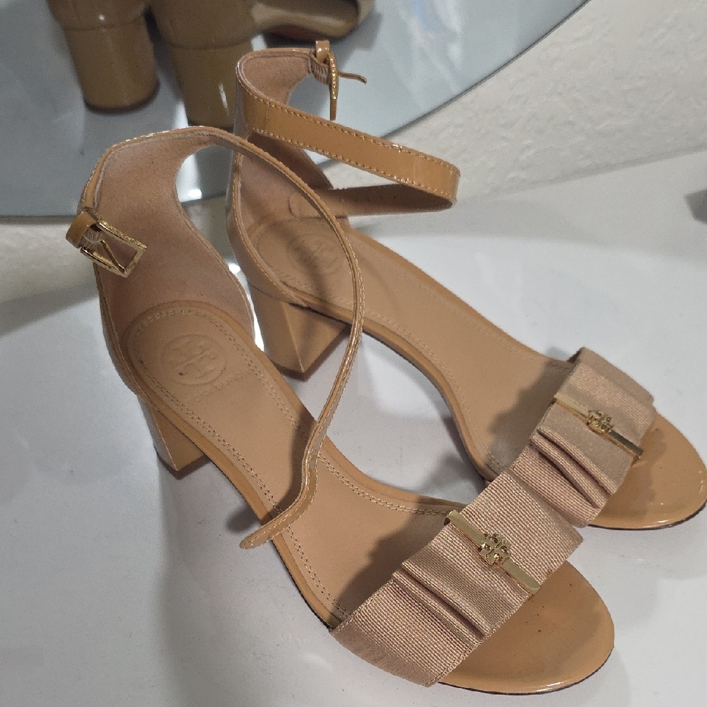 Tory Burch Tan Block Heel Sandals